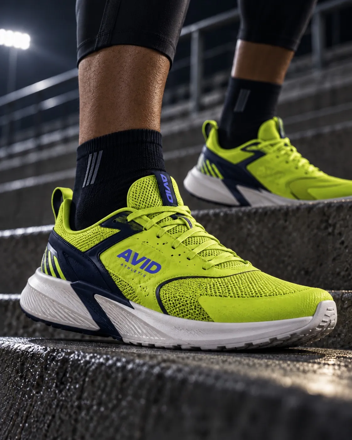 Lime Avid running shoes with navy accents