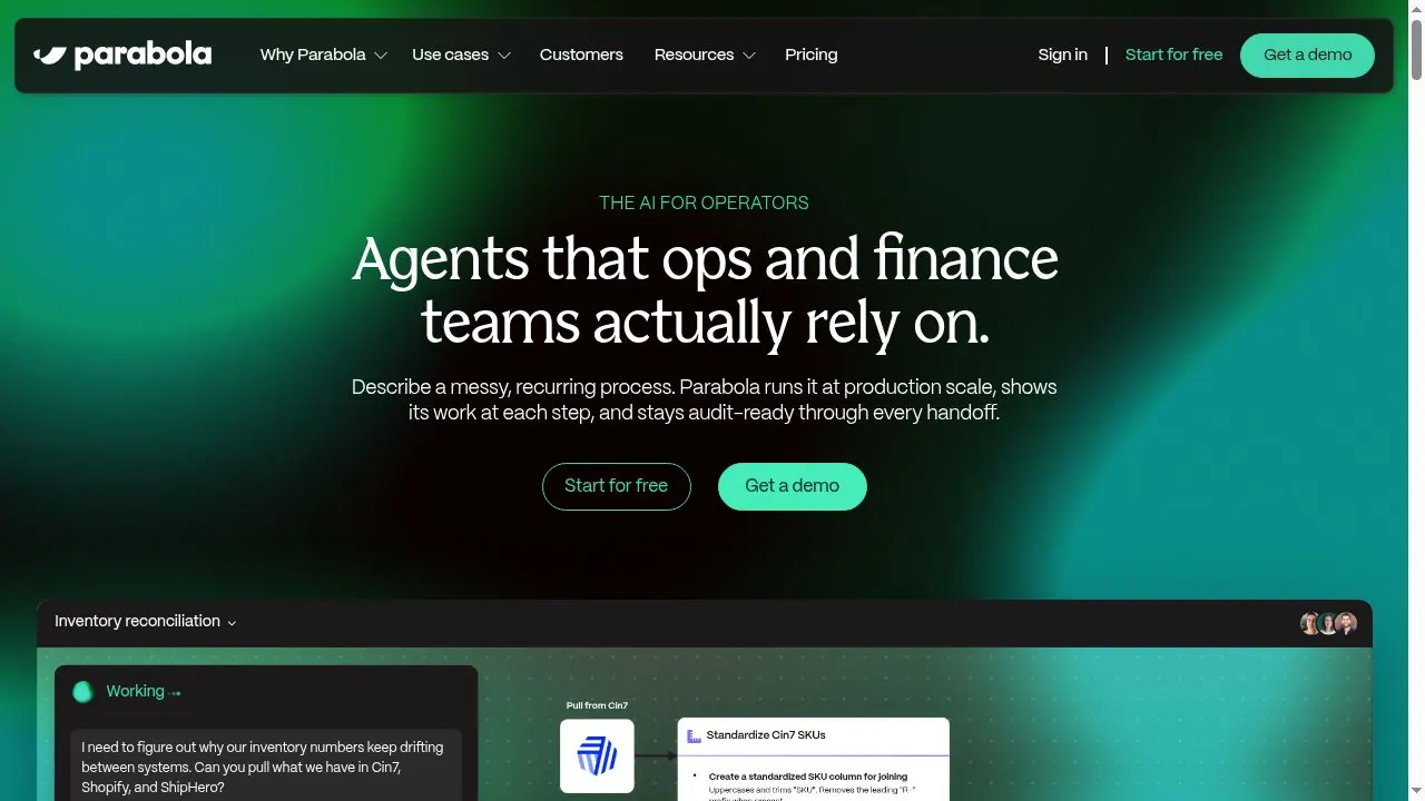 Parabola product page